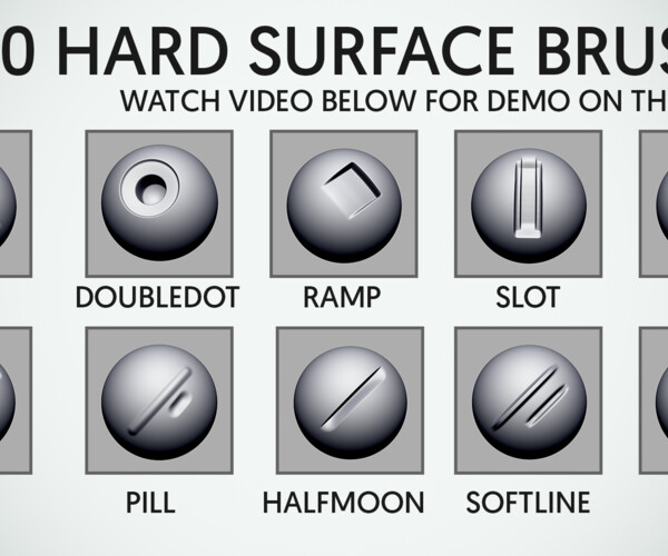 8 brushes hard surface zbrush
