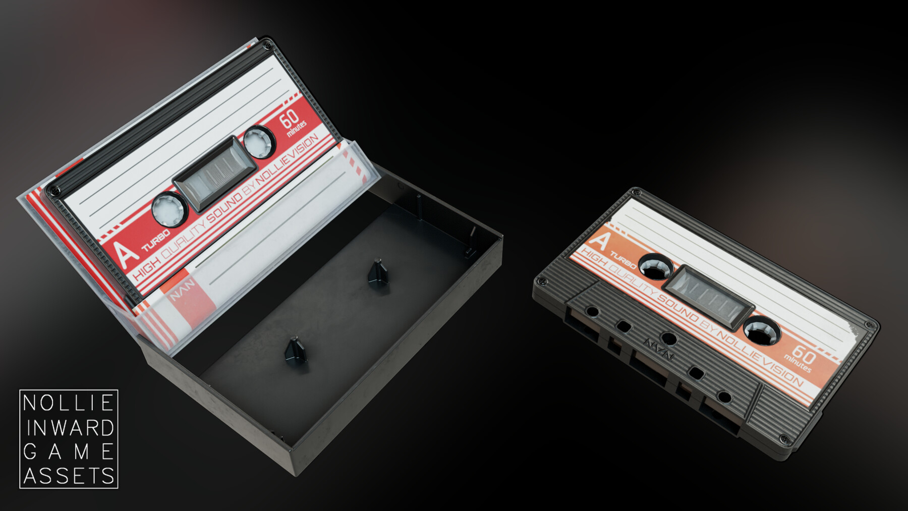ArtStation - Cassette Tape and Case Black | Game Assets