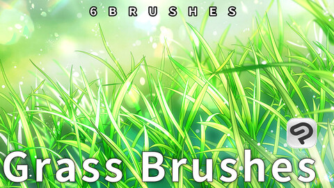 6 Grass Brushes for ClipStudioPaint/36 PNG images