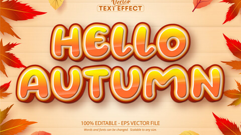 Hello Autumn text effect, editable comic and cartoon text style