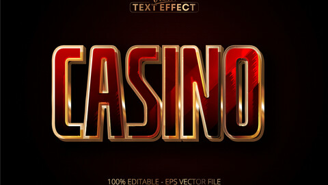 Casino editable text effect, shiny luxury gold text style