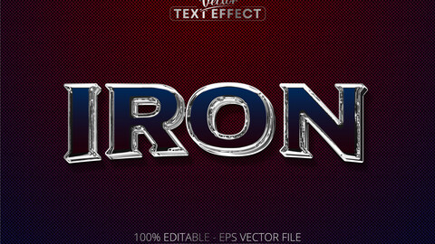 Iron editable text effect, shiny luxury silver text style