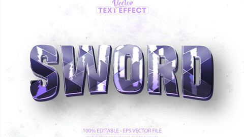 Sword text effect, editable war game and cartoon text style