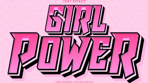 Girl Power text effect, editable pink and cartoon text style