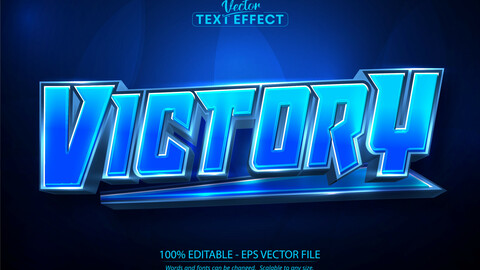 Victory text effect, editable esport and cartoon text style