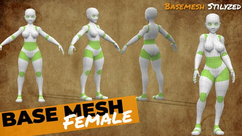 Base mesh Female stilyzed low poly