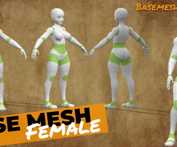 Artstation Base Mesh Female Stilyzed Low Poly Resources