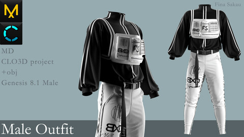 Male Outfit #3. Marvelous Designer / Clo 3D project +obj