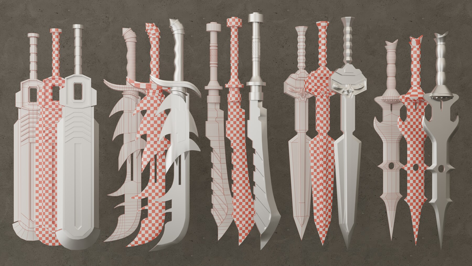 Artstation 25 Sword Base Mesh Vol 02 Game Ready Game Assets