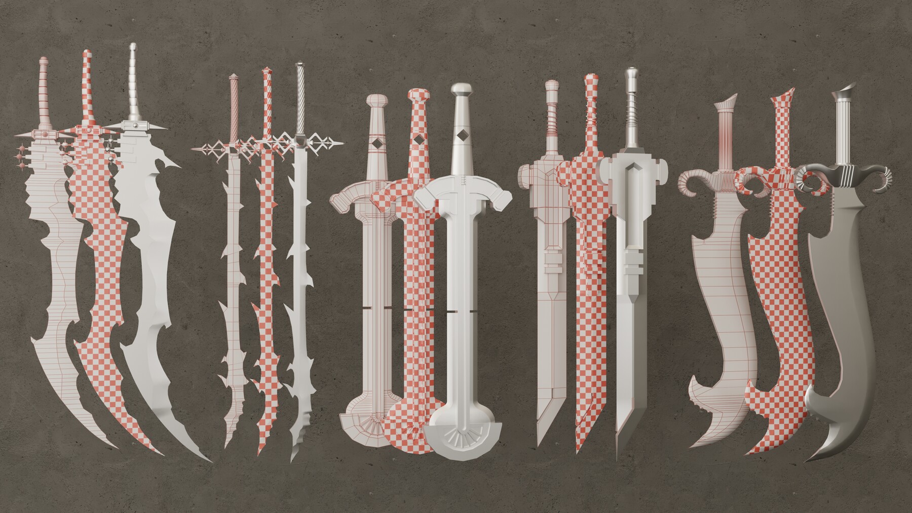 Artstation 25 Sword Base Mesh Vol 02 Game Ready Game Assets