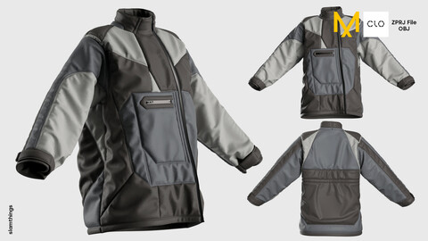 Streetwear Jacket #005 - Clo 3D / Marvelous Designer + OBJ / DIGITAL FASHION / HYPEBEAST / FUTURE FASHION