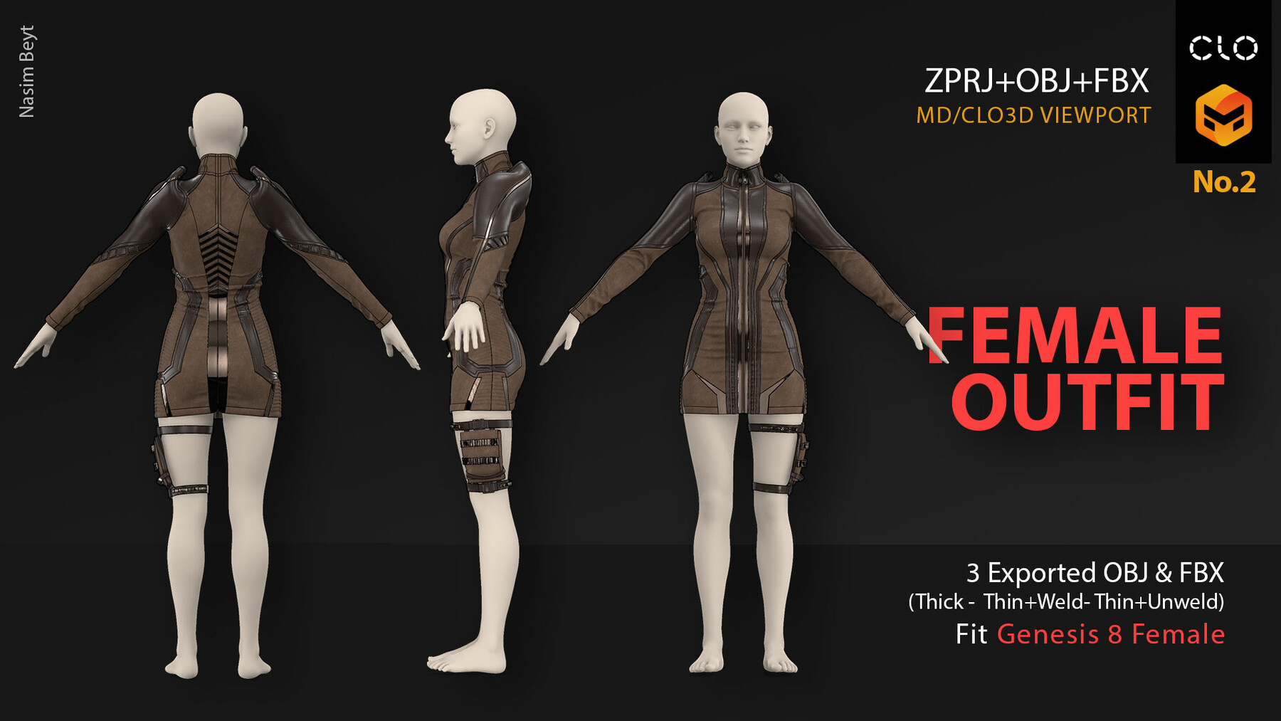 SCI-FI FEMALE OUTFIT - CYBERPUNK - 01 3D model