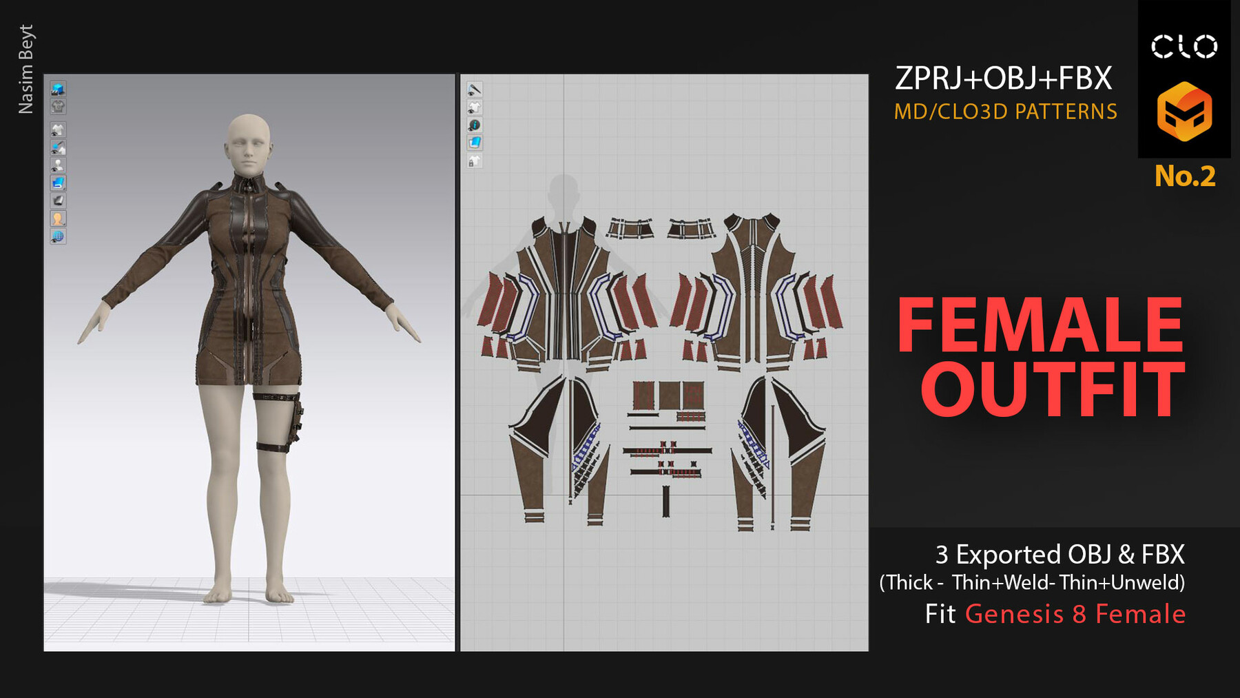 ArtStation - SCI-FI FEMALE OUTFIT (CYBERPUNK) No.02. CLO3D, MD  Projects+OBJ+FBX+MTL