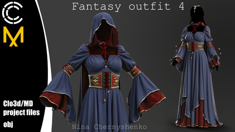 Fantasy outfit 4. Marvelous Designer/Clo3d project + OBJ.
