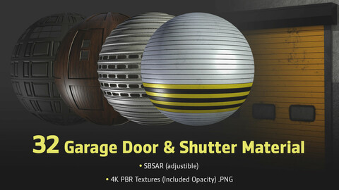 32 Garage Door and Shutter Material (SBSAR, 4K PBR Texture)