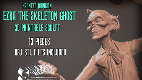 Haunted Mansion Ezra The Skeleton Ghost 3D Printable Sculpt
