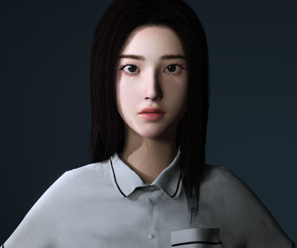 ArtStation - Korean Style SchoolGirl Low-poly 3D model | Game Assets
