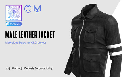 Male Leather Jacket | Marvelous Designer | CLO3D project