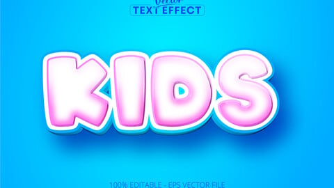 Kids text effect, editable comic and cartoon text style