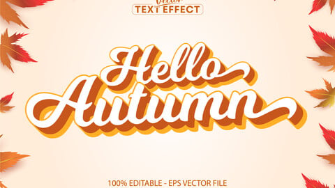 Hello Autumn text effect, editable comic and cartoon text style