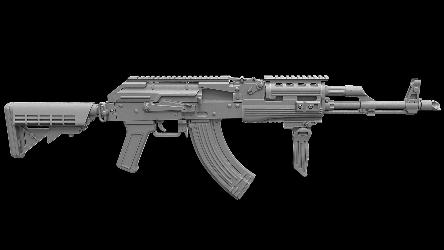 ArtStation - Ak 47 Tactical RIS m4 stock | Resources