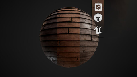 Western Planks material / Substance Designer x Unreal Engine 4 x Vertex Paint (sbsar+uproject)