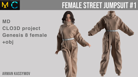 Female Street Jumpsuit #1 Marvelous Designer Project | +.obj