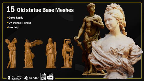 15 Old statue Base Meshes