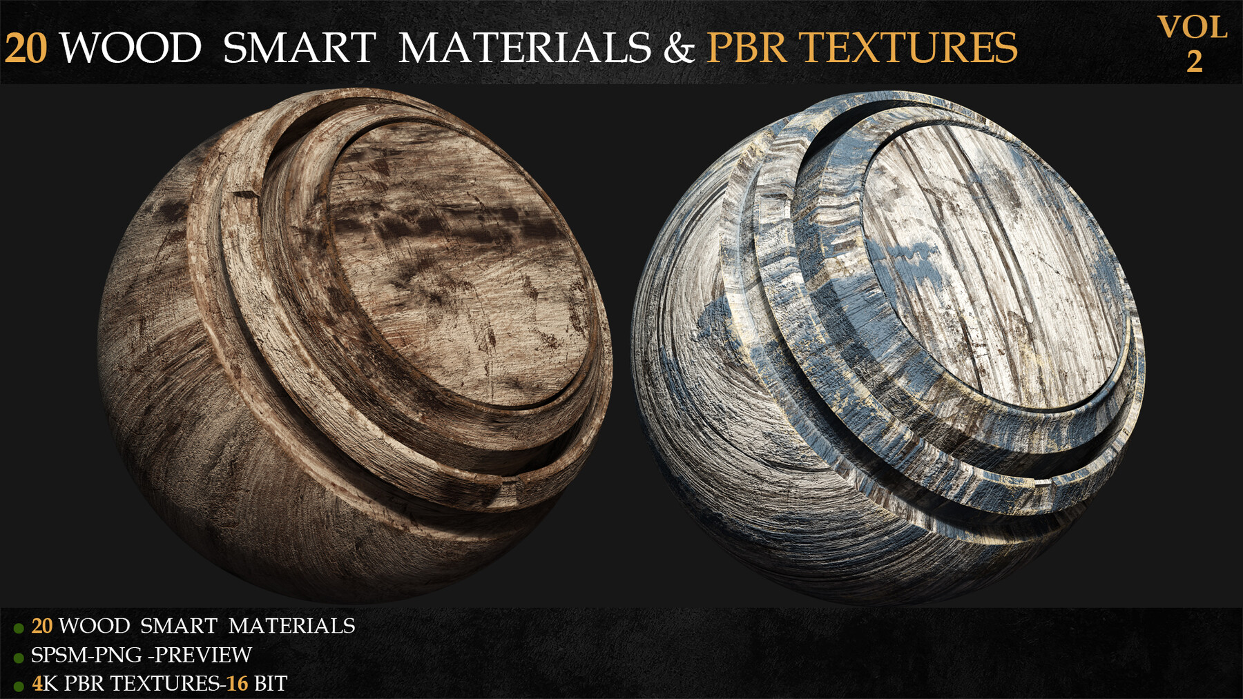 ArtStation - 100 Wood Base Material + 4K PBR Textures - Vol.04