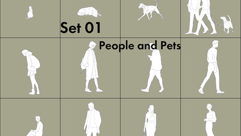 Set 01 - People and Pets - 2D People for Archicad