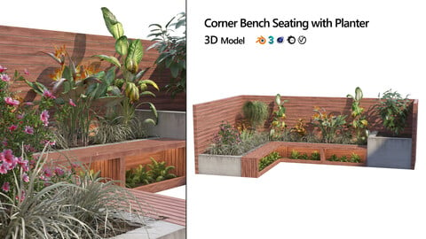 Corner bench seating with planter