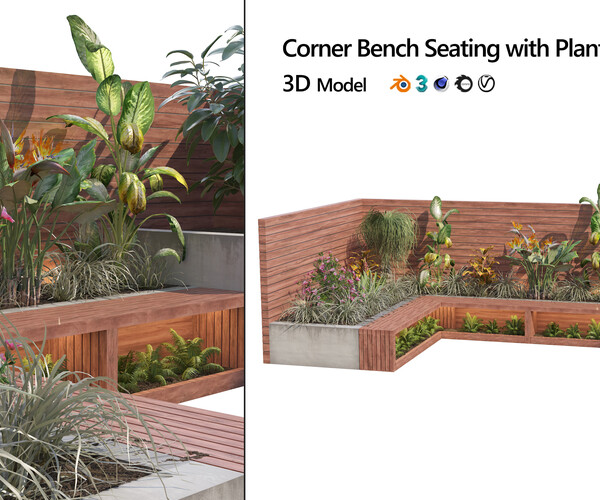 ArtStation - Corner bench seating with planter | Resources