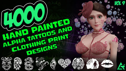 4000 Hand Painted Alpha Tattoos and Clothing Print Designs (MEGA Pack) - Vol 9