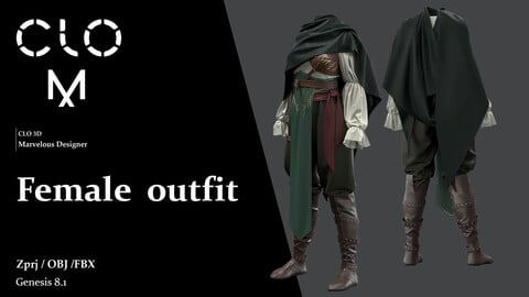 Female outfit / Marvelous Designer/Clo3D project file + OBJ