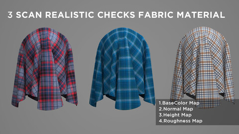 3 SCAN REALISTIC CHECKS FABRIC MATERIAL