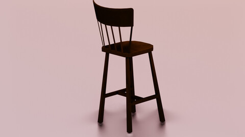 SMALL WOODEN CHAIR LOW POLY GAME READY
