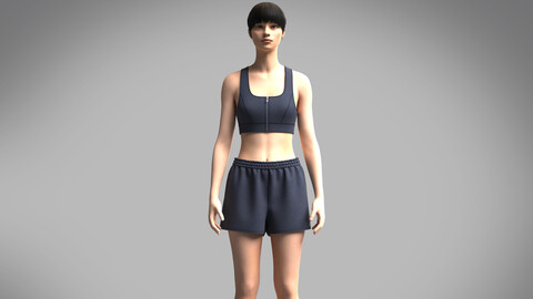 Ladies zip Bra and Shorts