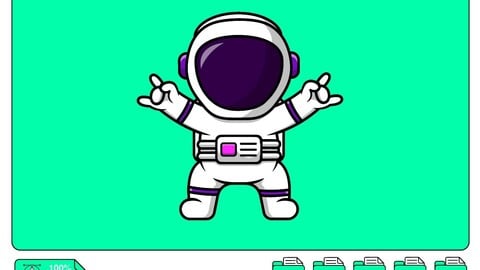 Cute Astronaut With Metal Hand Cartoon Vector Icons Illustration