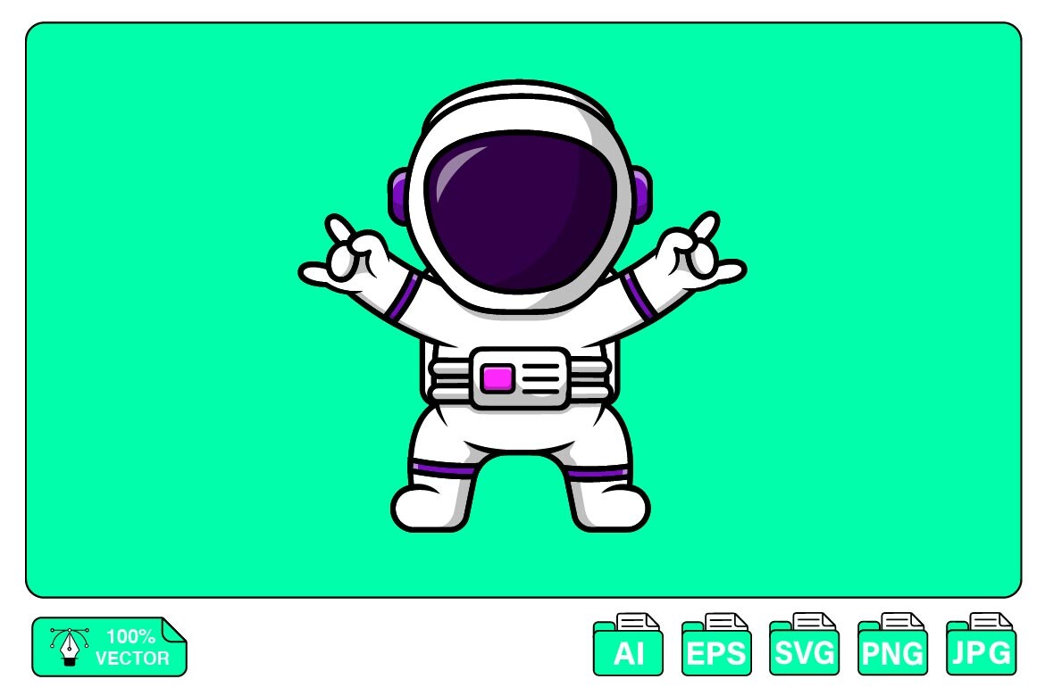 ArtStation - Cute Astronaut With Metal Hand Cartoon Vector Icons  Illustration | Artworks