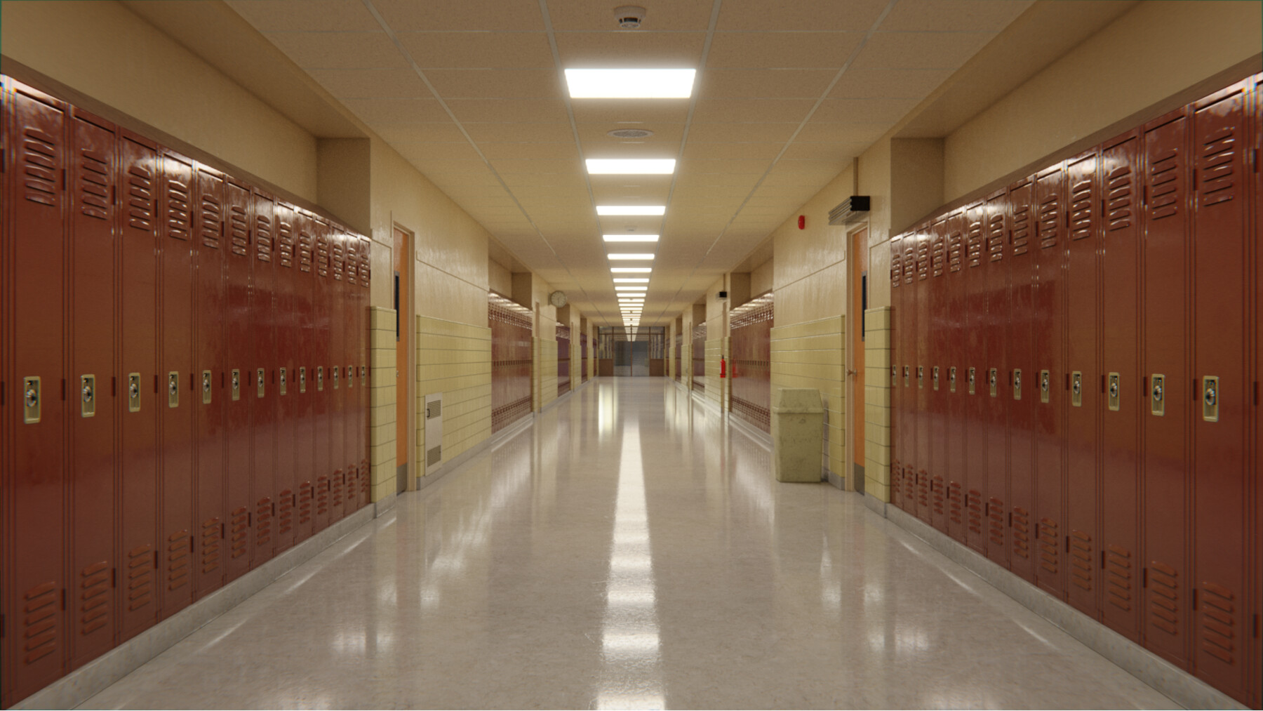 Artstation School Hallway 3d Scene Resources