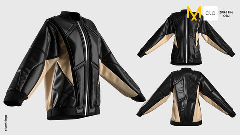 Streetwear Balmain Jacket #007 - Clo 3D / Marvelous Designer + OBJ / DIGITAL FASHION / HYPEBEAST / FUTURE FASHION