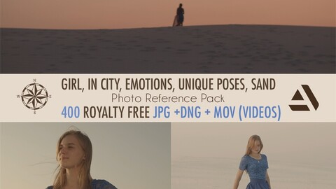 Video/Textures Reference Pack: 250+ Character Pose Reference Videos "Young Women on the Sand"