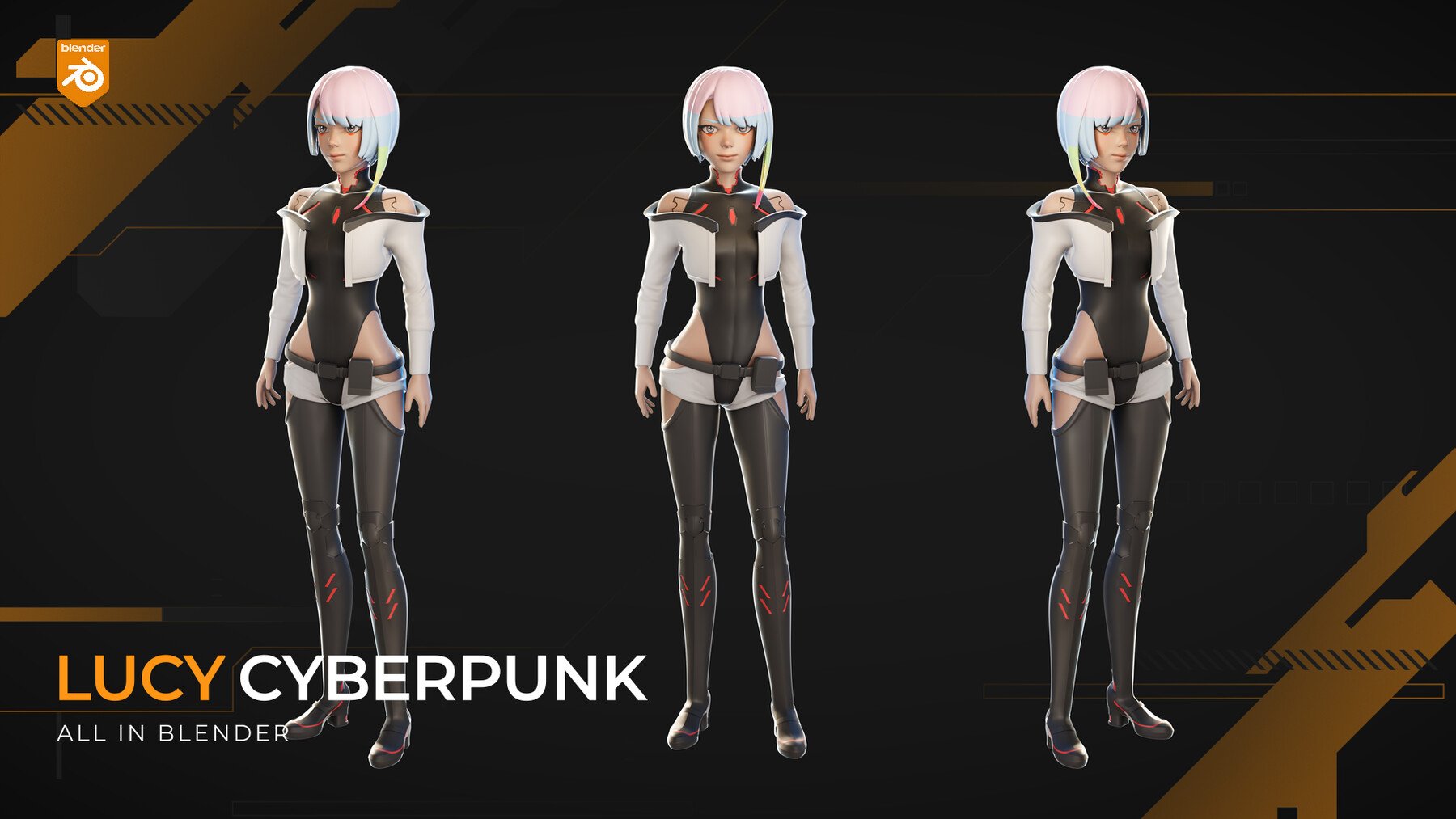 LUCY CYBERPUNK EDGERUNNER 3D model rigged