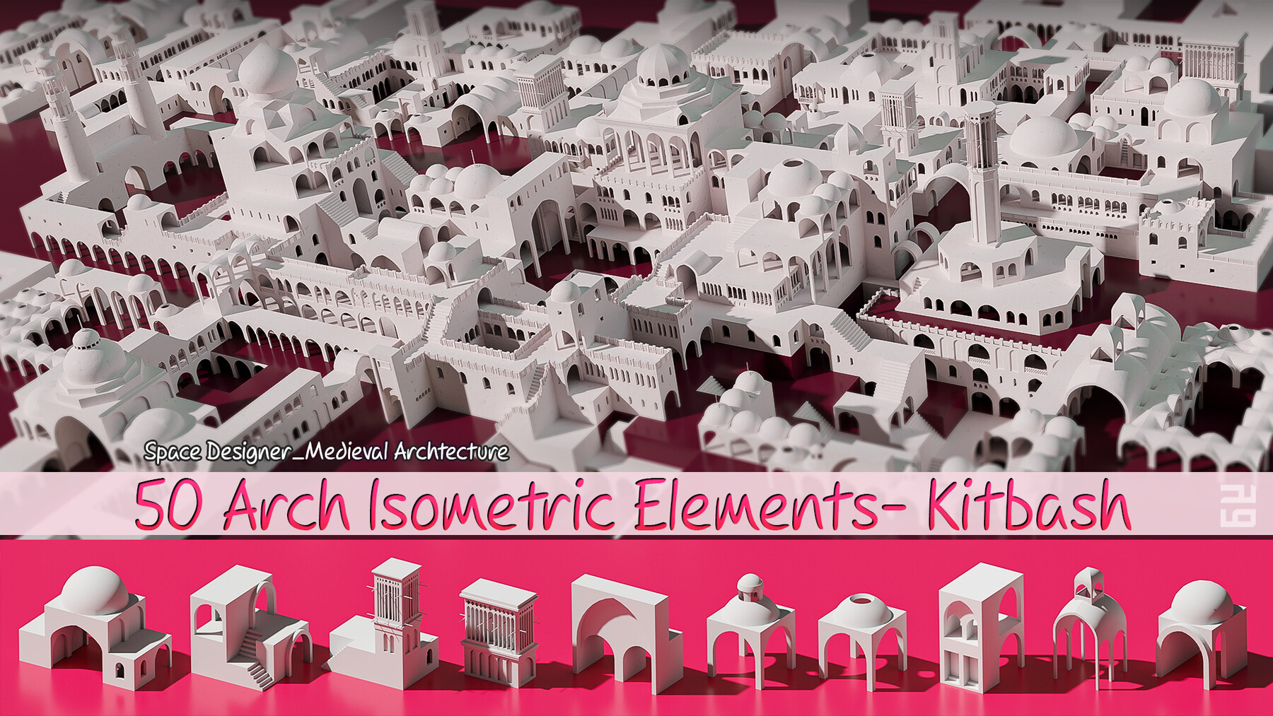 Artstation 50 Architecture Isometric Elements Kit Bash Resources