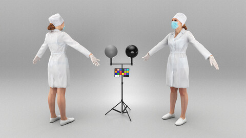 Nurse with mask and gloves ready for animation 369