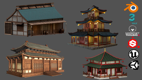 Asian Japanese Traditional Building Collection 4