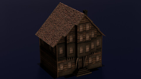 OLD WOODEN HOUSE LOW POLY GAME READY