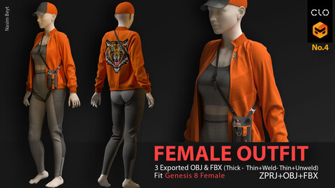 Female Outfit No.04. CLO3D, MD PROJECTS+OBJ+FBX