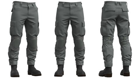 Military Tactical Combat Pants and Knee pad (Marvelous Designer / Clo 3D project+OBJ)