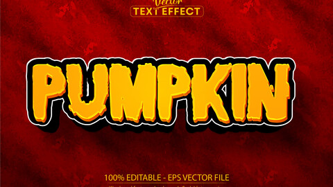 Pumpkin text effect, editable halloween and cartoon text style
